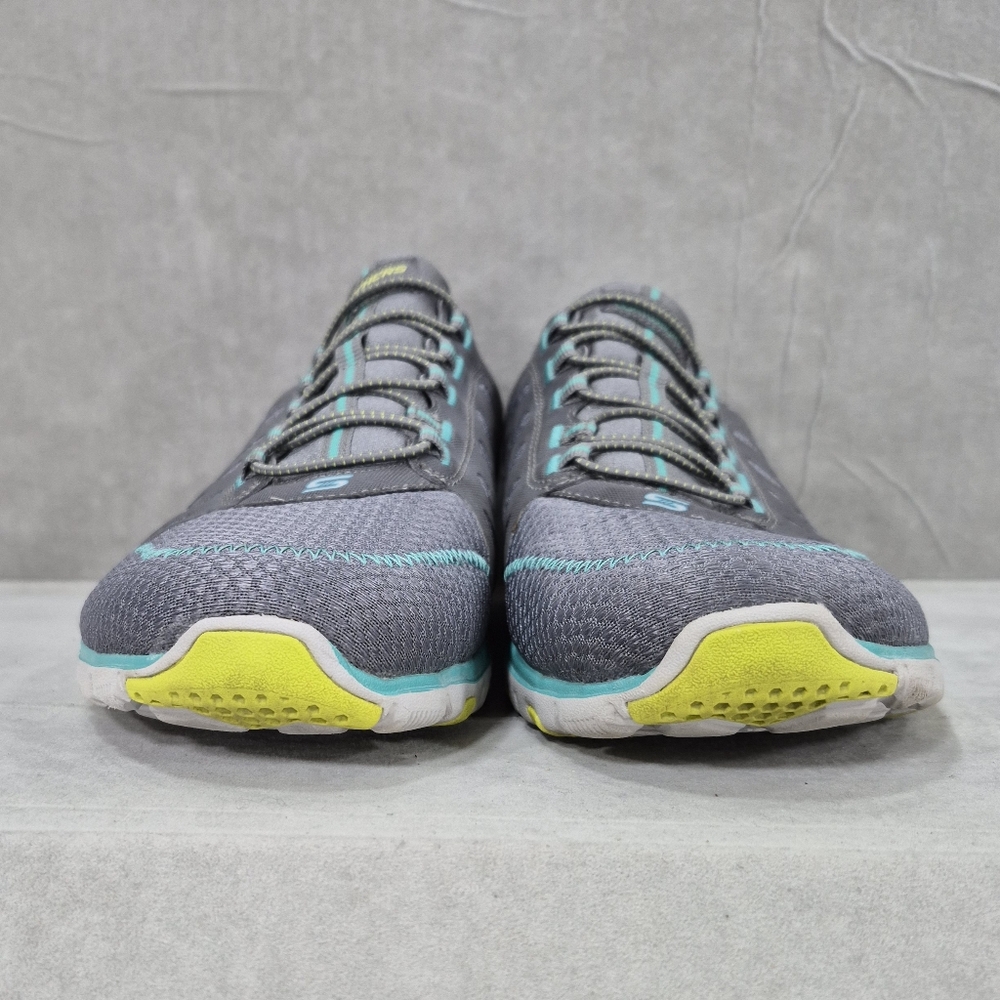 Skechers Hyped Lightweight Sneakers women's 11 gray tiel slip on bungee laces - Picture 4 of 11